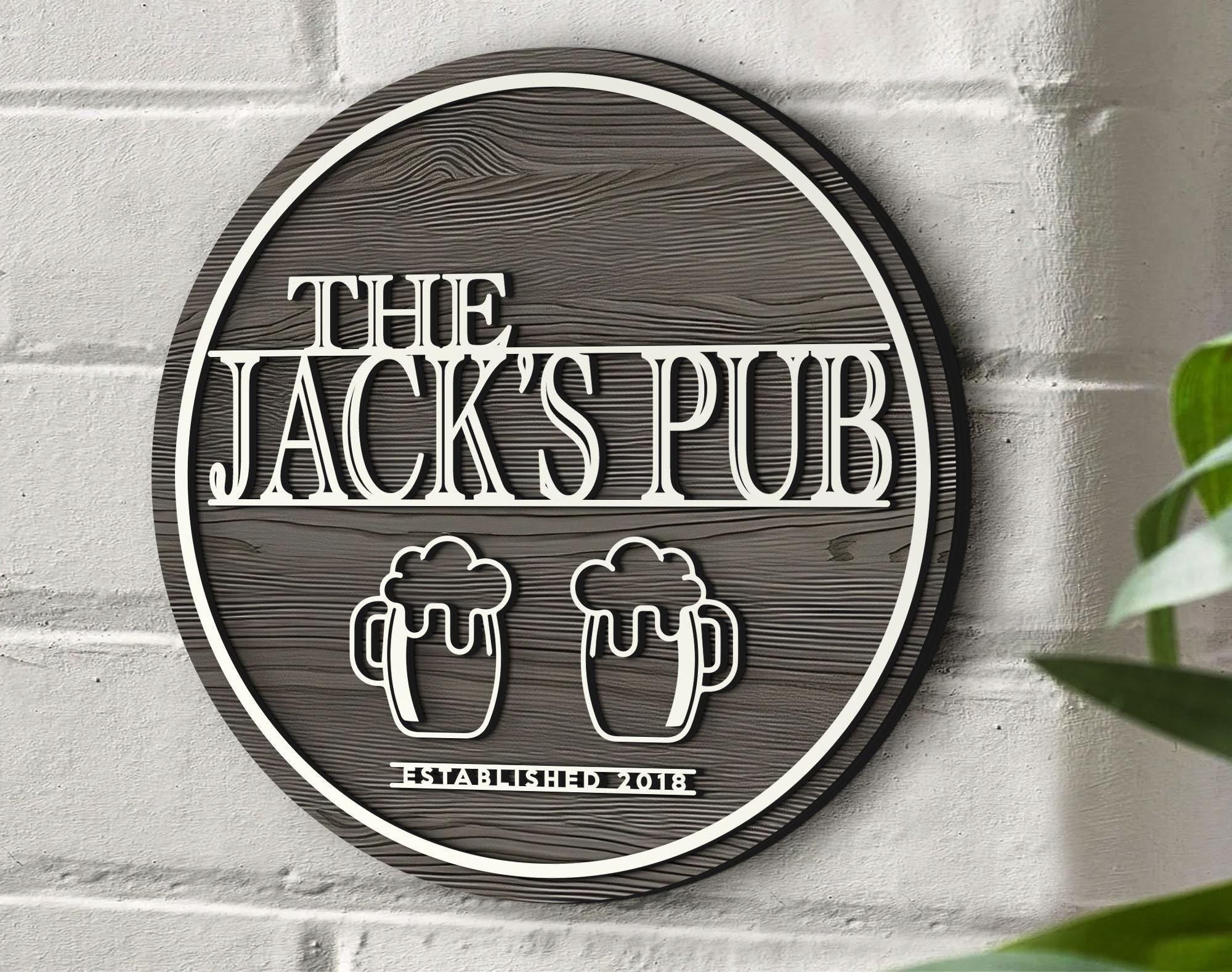 Personalized Bar Sign, Round Wooden Sign, Custom Wood Sign, Home Bar ...