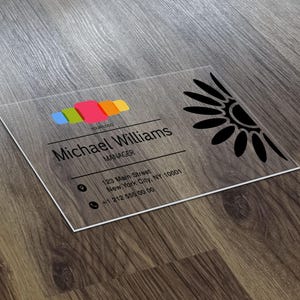 Personalisierte klare Acryl Laser Cut Visitenkarte, Benutzerdefinierte klare Acryl Laser Cut Visitenkarte, persönliche Karte, Visitenkarte mit Logo, Laser Cut Karte