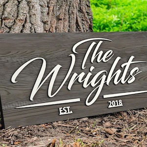 Personalisiertes Hochzeitsgeschenk Nachname hergestellt Zeichen Familienname Zeichen Holzschild Benutzerdefinierte Holzschild Jahrestag Paargeschenk Personalisiertes Zeichen