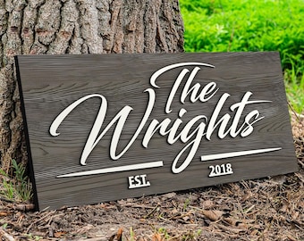 Personalized Wedding Gift Last Name Established Sign Family Name Sign Wooden Sign Custom Wood Sign Anniversary Couple Gift Personalized Sign