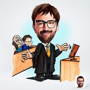 Personalized Caricature Judge , Personalized Judge Caricature Male, Special Gifts for Judges and Lawyers, Unique Gift for Male Lawyers