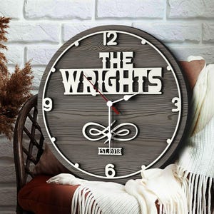 Personalized 3D Wooden Oversized Wall Clock, Custom Large Wall Clock, Old Town Wall Clock, Rustic Home Decor, Minimalist Decor, Wedding Gift