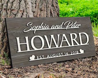 Personalized Wedding Gift Last Name Established Sign Family Name Sign Wooden Sign Custom Wood Sign Anniversary Couple Gift Personalized Sign