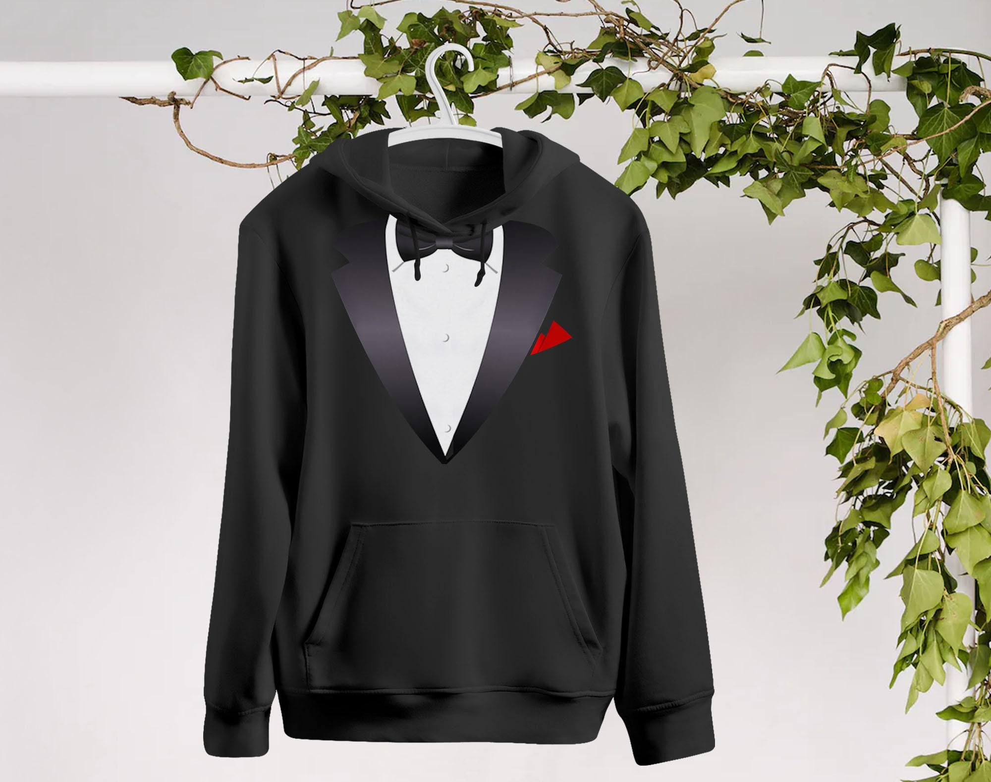 Bow Tie Suit And Tie Hoodie Tuxedo Hoodie Top