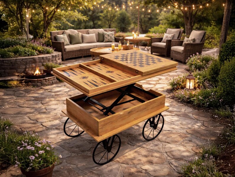 Smart multifunktionellt schack- och backgammonsoffbord bild 6