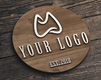 Personalized Wooden Logo Sign, Wooden Round Sign, Custom Wood Office Sign, Business Commerical Signage, Shop Logo Sign, Laser Cut Logo Sign