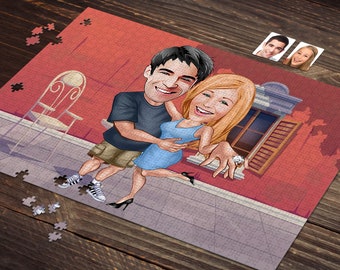 Personalized 1000 pieces Cartoon Jigsaw Puzzle, Custom Jigsaw Puzzle with Cartoon, Large Piece Jigsaw Puzzles For Adults, Gift for Couples