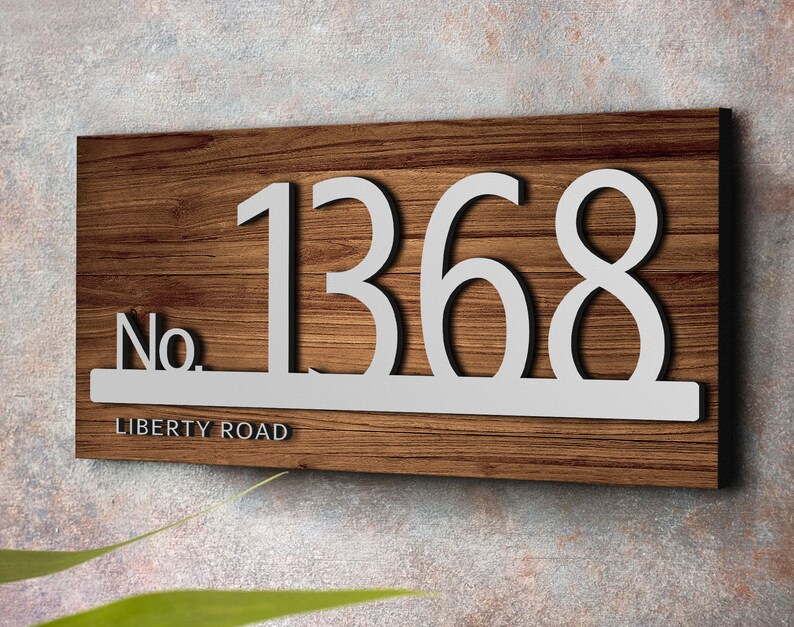 Personalized Wooden House Number Sign Outdoor Address Number Etsy