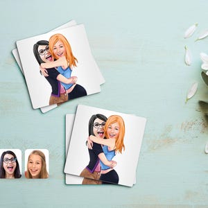 Personalized Girls / Sisters / Mom and Daughter/ Ladys Cartoon Coaster