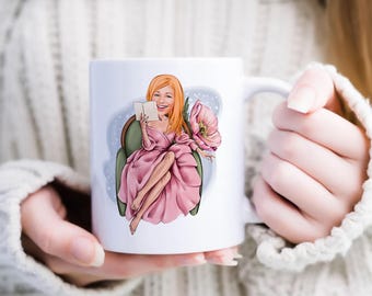 Personalized Coffee Mug with Caricature Portrait Drawing, Custom Cartoon Coffee Mug, Anniversary Gift, Colored Mug, Tea Cup, Gift for Her
