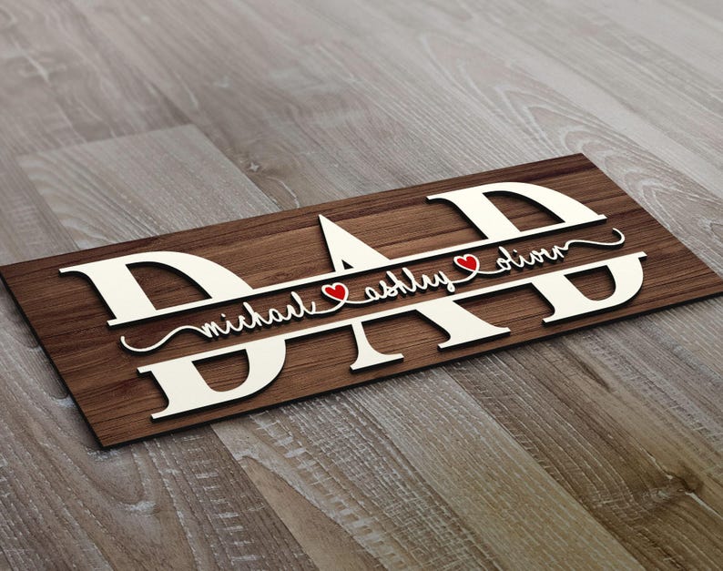 Personalized Embossed Wood Dad Sign, Gift for Dad, Custom Gift for Dad ...