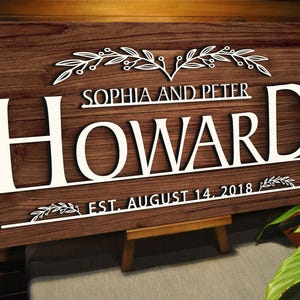 Personalized Wedding Gift Last Name Established Sign Family Name Sign Wooden Sign Custom Wood Sign Anniversary Couple Gift Personalized Sign