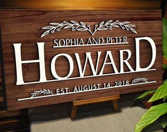 Personalized Wedding Gift Last Name Established Sign Family Name Sign Wooden Sign Custom Wood Sign Anniversary Couple Gift Personalized Sign