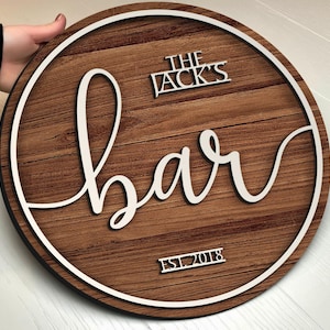 Personalized Coffee Bar, Coffee Shop Sign, Round Wooden Sign, Custom Wood Sign, Home Bar Sign, Pub, Bar, Rustic Home Decor, Basement Bar