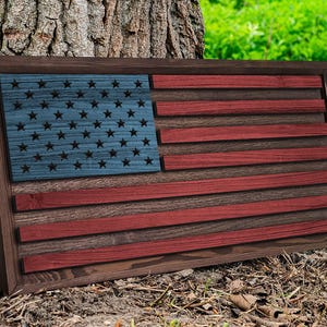 Handmade Oak Tree USA Flag Wood Painting, Custom Wood Wall Art, Wooden Painting, Home Decor, Wall Decor, Office Decor, Housewarming Gift