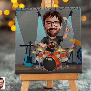 Personalized Drummer Cartoon Drawing, Custom Caricature Drawing, Cartoon Portrait Drawing, Digital Art, Custom Bobblehead, Gift for Him