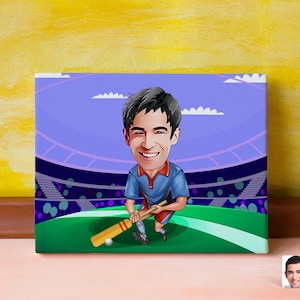 Personalized Cricket Caricature Drawing, Cartoon from Photo, Custom Cricket Portrait Drawing, Digital Art, Bobblehead, Gift for Him