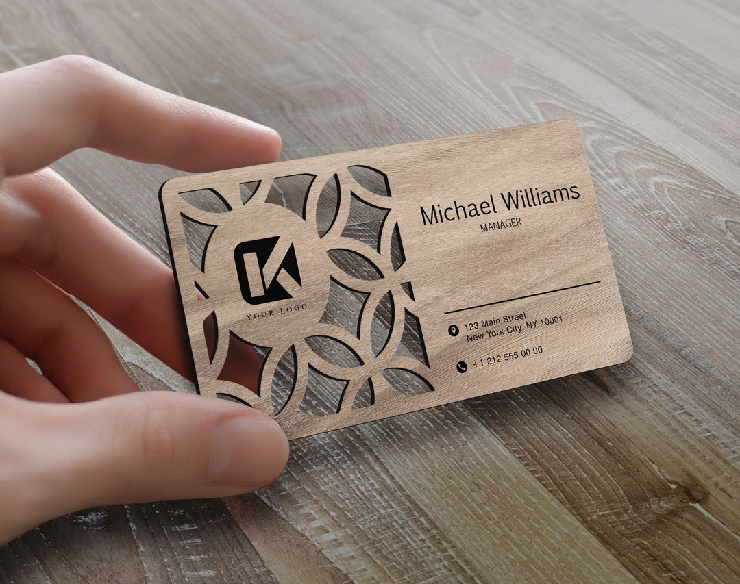 Personalized Wood Laser Cut Business Card, Custom Wooden Business Card
