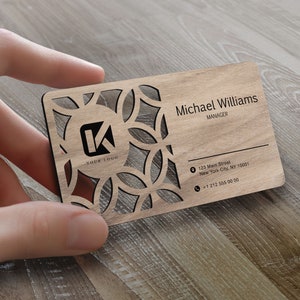 Personalized Wood Laser Cut Business Card, Custom Wooden Business Card, Personal Card, Busineess Card with Logo, Laser Cut Wood Card