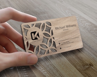 Personalized Wood Laser Cut Business Card, Custom Wooden Business Card, Personal Card, Busineess Card with Logo, Laser Cut Wood Card