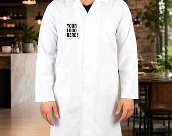 10 Pack Custom White Lab Coats | Personalized Teacher Doctor Work Coats | Embroidered Logo Uniform | Unisex Alpaca Fabric