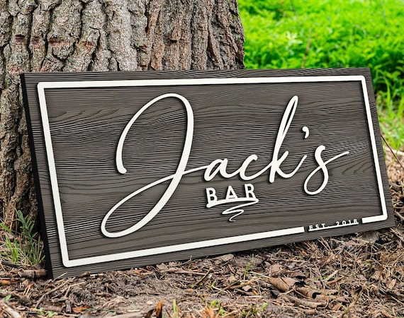 Buy Personalized Bar Sign Wooden Sign Gift Custom Wood Sign - Main Image