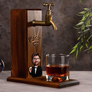 Gift for Christmas, Customizable Cartooned Wooden Whiskey Dispenser, Liquor Dispenser, Whiskey Fountain, Beverage Dispenser, Drink Dispenser