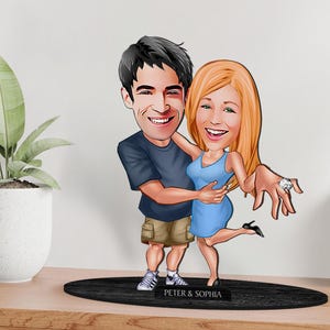 Personalisierter 3D-Karikaturliebhaber aus Holz - Paarfigur-Schmuckstück, benutzerdefiniertes Karikaturporträt, Geburtstagsgeschenk, Weihnachten, Jubiläumsgeschenk