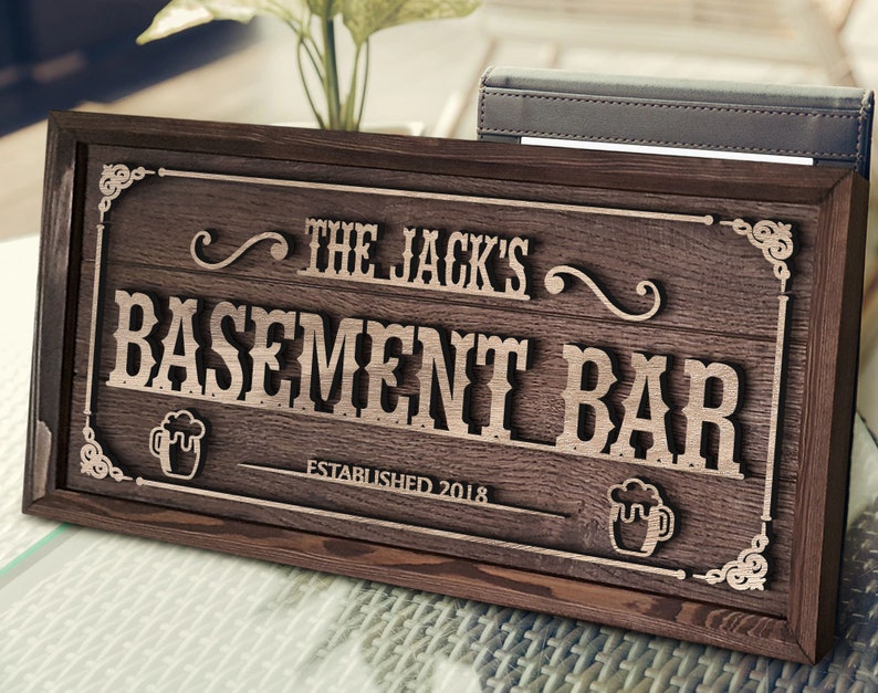 Bar Sign Handmade Personalized Handmade Oak Tree Bar Sign Custom Wood Bar Sign - Etsy