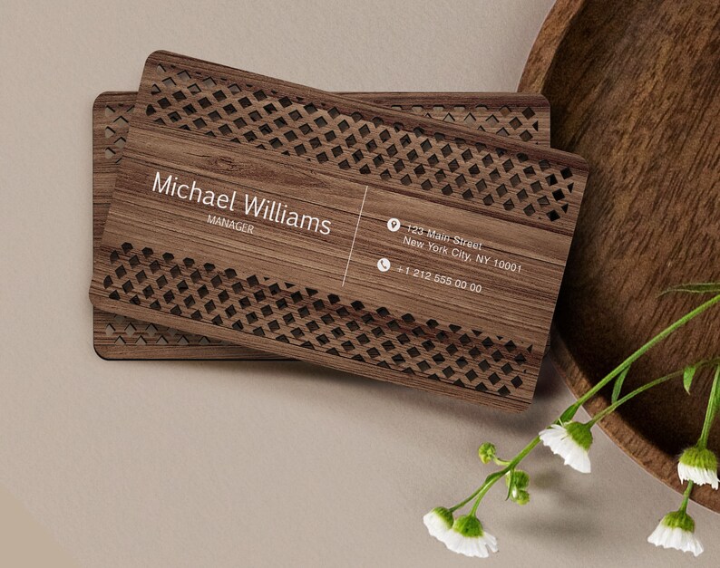 Personalized Wood Laser Cut Business Card, Custom Wooden Business Card, Personal Card, Busineess Card with Logo, Laser Cut Wood Card, company, Customer, business with logo, logo card, laser cut wood, laser cut card, gift for boss, gift for him