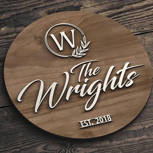 Personalized Wedding Gift, Round Last Name Established Sign, Family Name Sign, Wooden Sign, Custom Wood Sign, Personalized Sign, Anniversary