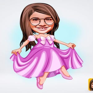 Personalisierte Prinzessin Mädchenzeichnung / Kind Cartoon Zeichnung / Mädchen Kinderzeichnung