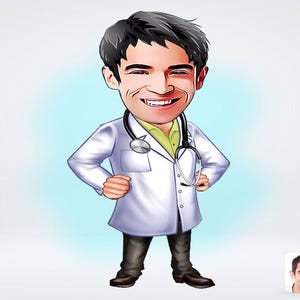 Dibujo de médico masculino personalizado / Dibujo de dibujos animados de médico masculino / Dibujo de médico masculino