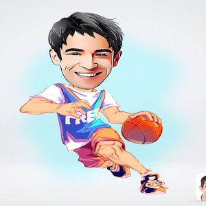 Personalized Male Basketball Player Drawing / Male Basketball Player Cartoon Drawing / Male Basketball Player Drawing