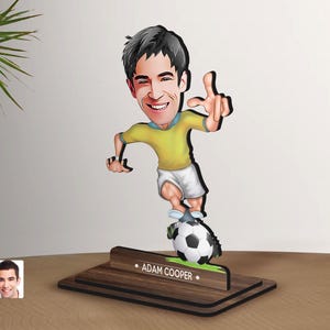 Personalisierte 3D Cartoon Fußball Figur Schmuckstück, Weihnachtsgeschenk, Benutzerdefinierte Cartoon Fußball Spieler Porträt, Geburtstagsgeschenk, Geschenk für ihn