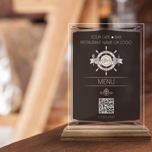 Custom Made QR Code Menu Sign, Custom Natural Wood and Acrylic Restaurant Sign, QR Code Sign for Cafe Bar, QR Code Desk and Table Decor
