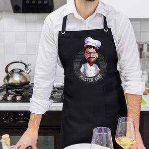 Custom Chef Cartoon Professional Apron, Kitchen Apron, Personalized Professional Apron, Bakery Apron, Unisex Apron, Apron with Cartoon