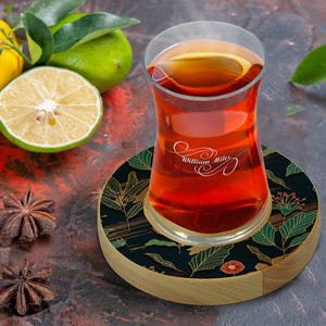 Personalisiertes türkisch-arabisches Teeset mit spezieller Holzplatte, speziellem Muster, Teetassen und Sets Türkisches Teeset Kunsthandwerk, Teegeschenk