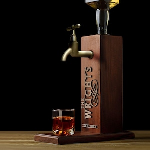 Customizable Family Name Wooden Whiskey Dispenser, Wood Dispenser, Liquor Dispenser, Whiskey Fountain, Beverage Dispenser, Drink Dispenser
