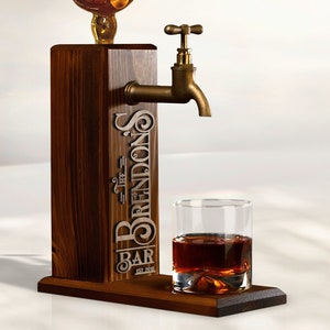 Personalized Embossed Name Wooden Whiskey Dispenser, Wood Dispenser, Liquor Dispenser, Whiskey Fountain, Beverage Dispenser, Drink Dispenser, christmas gift, Anniversary gift, father gift, wine, jack daniels, whiskey bar, pub, pub shed, bar