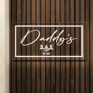 Placa de bar de acrílico transparente personalizada, placa de bar personalizada, pub de cerveja, caverna do homem, placa de galpão de pub, decoração de bar, bar em casa, bar no porão, placa de bar de uísque