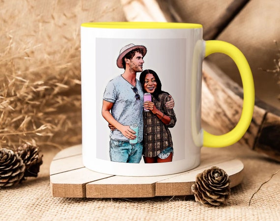 Personalized Valentines Drawing Portrait Coffee Mug Custom Coffee