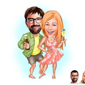 Custom Beach Lover Couple Cartoon Portrait,Digital Download Cartoon Beach Ocean Summer Svg Print Decor Valentine Gift,Summer Gift