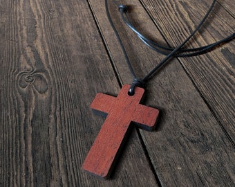 Wooden Cross Necklace, Wood Necklace, Wood Necklace, Anniversary Gift, Gift for Him, Gift for Her, Gift for Boyfriend, Gift for Girlfriend