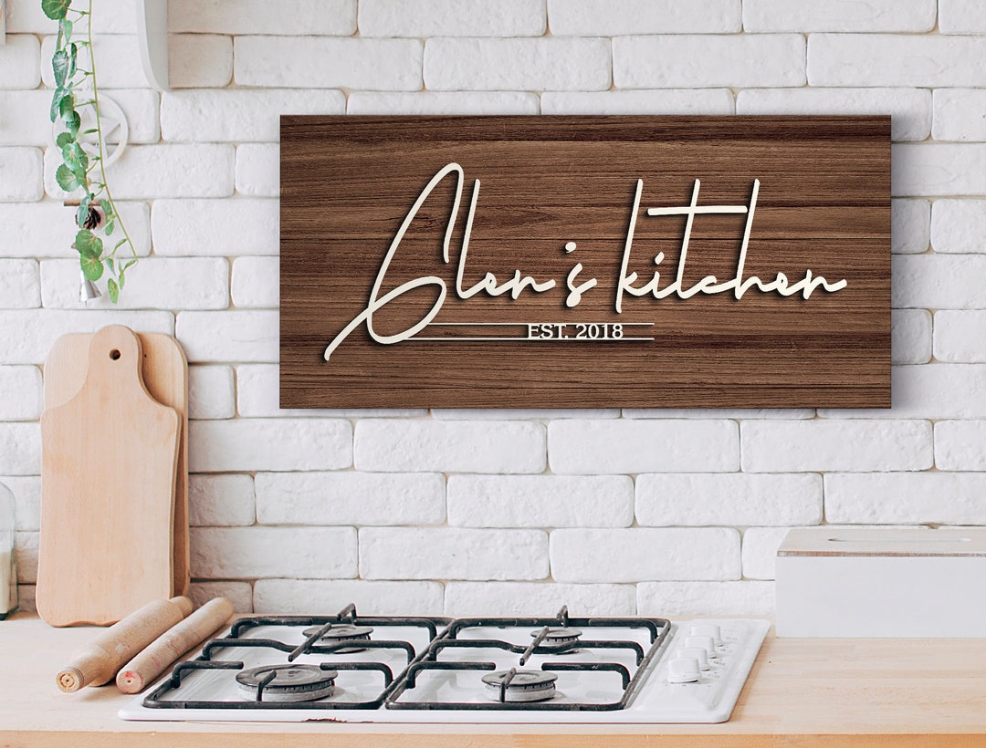Personalized Name Wood Kitchen Sign Gift, Custom Wood Sign, Home Decor, Gift for Mom, Gift for ...