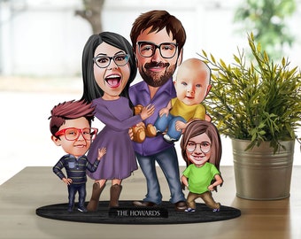 Personalisiertes 3D Cartoon Familien-Schmuckstück, personalisiertes Cartoon-Familienportrait, Geburtstagsgeschenk, Weihnachtsgeschenk, Geschenk für Familie