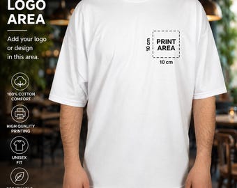 10 Pack Custom Oversized T-Shirt | Personalized Logo Cotton Crew Neck Tee | Unisex Bulk Promotional Shirts | Black or White