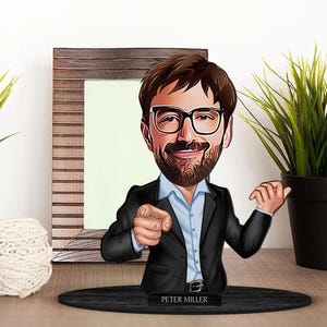 Personalisierter 3D-Holzkaro-Ehemann, Freund-Figürchen-Schmuckstück, kundenspezifisches Karikatur-Porträt, Geburtstagsgeschenk, Weihnachten, Jahrestagsgeschenk
