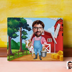 Personalized Farmer Caricature Drawing, Cartoon from Photo, Custom Farm Portrait Drawing, Digital Art, Bobblehead, Gift for Him