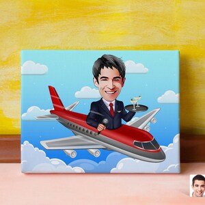 Personalized Steward, Flight Attendant Caricature Drawing, Cartoon from Photo, Custom Portrait Drawing, Digital Art, Bobblehead Drawing
